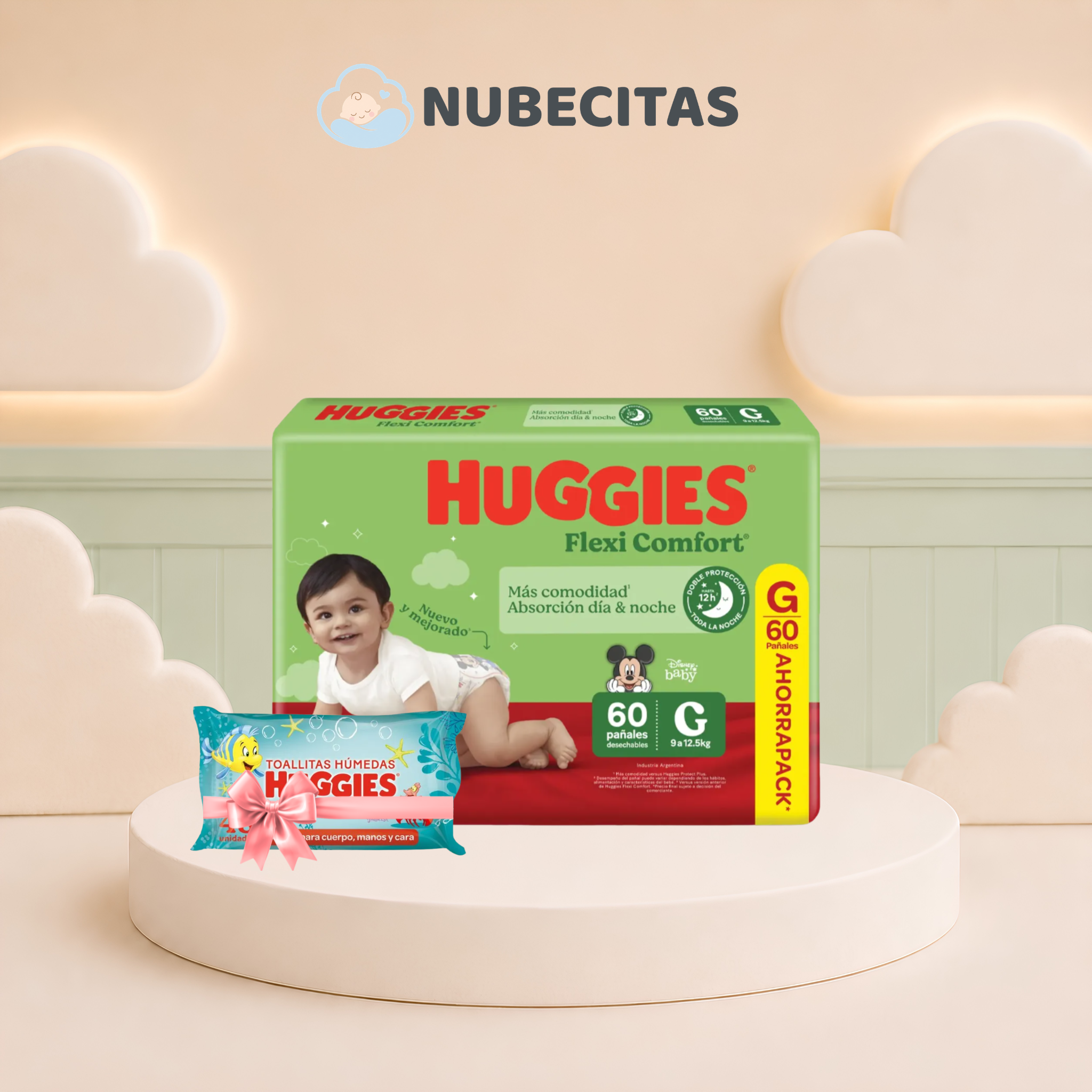 Pañales Huggies Flexi Comfort Pack Mediano + Toallita Regalo