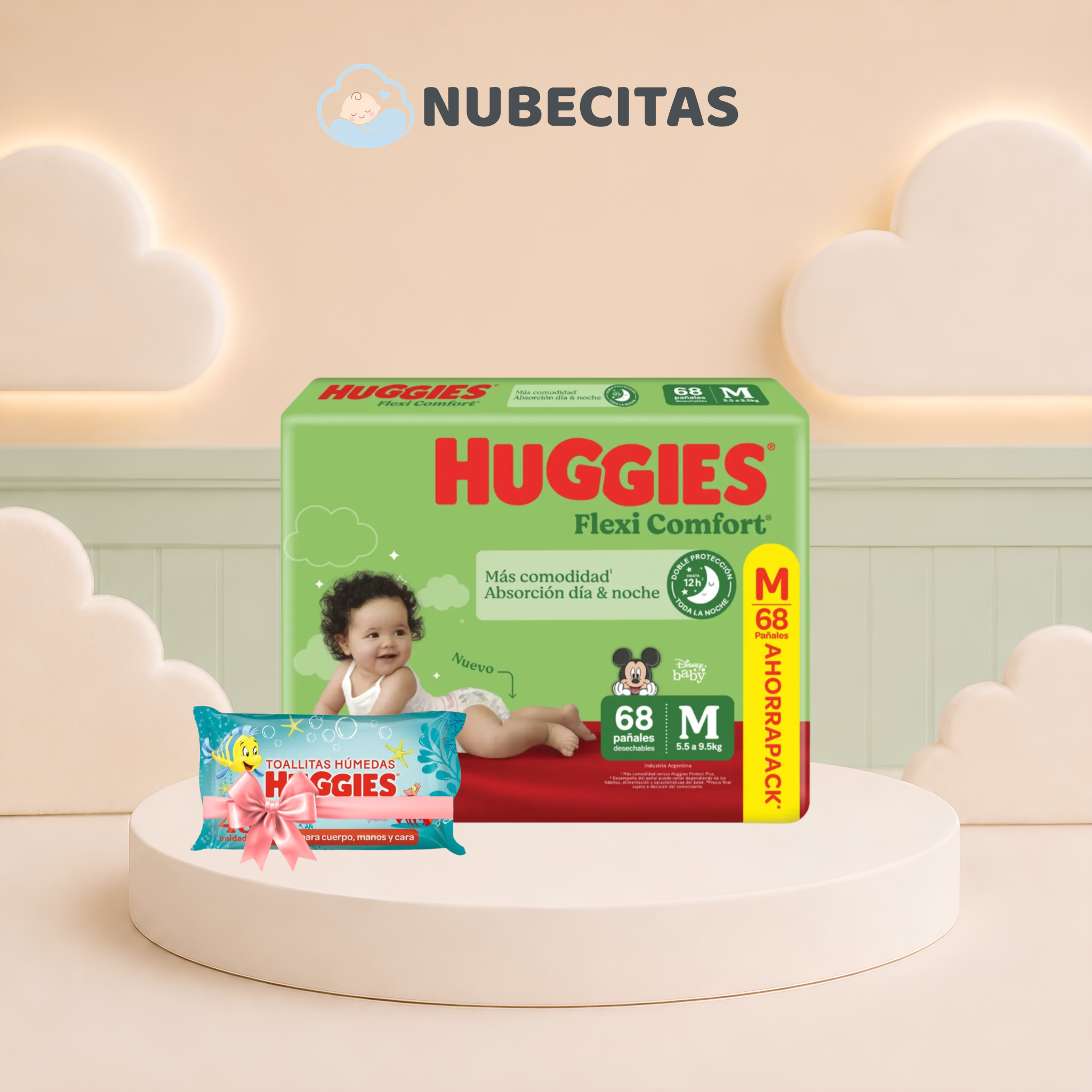 Pañales Huggies Flexi Comfort Pack Mediano + Toallita Regalo