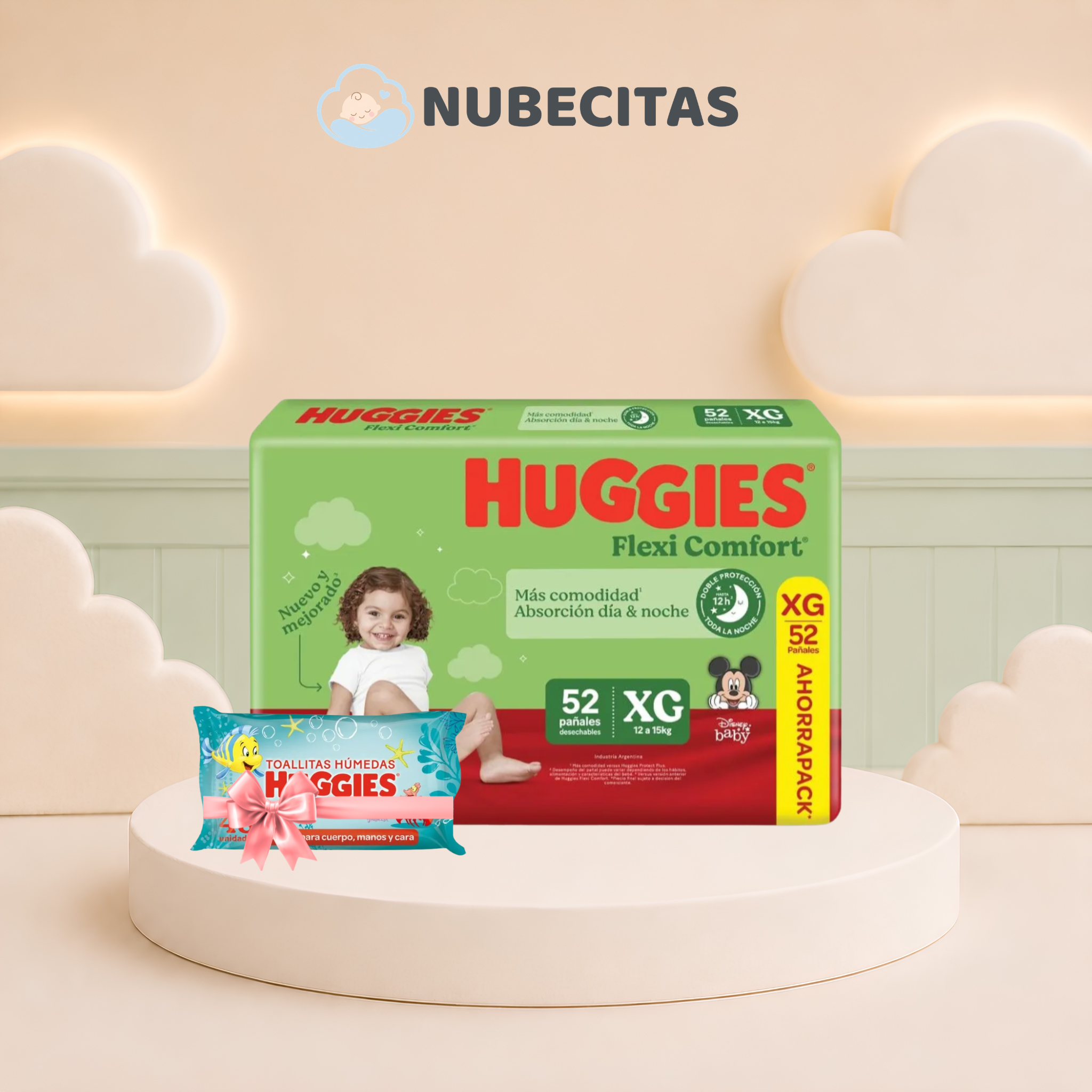 Pañales Huggies Flexi Comfort Pack Mediano + Toallita Regalo