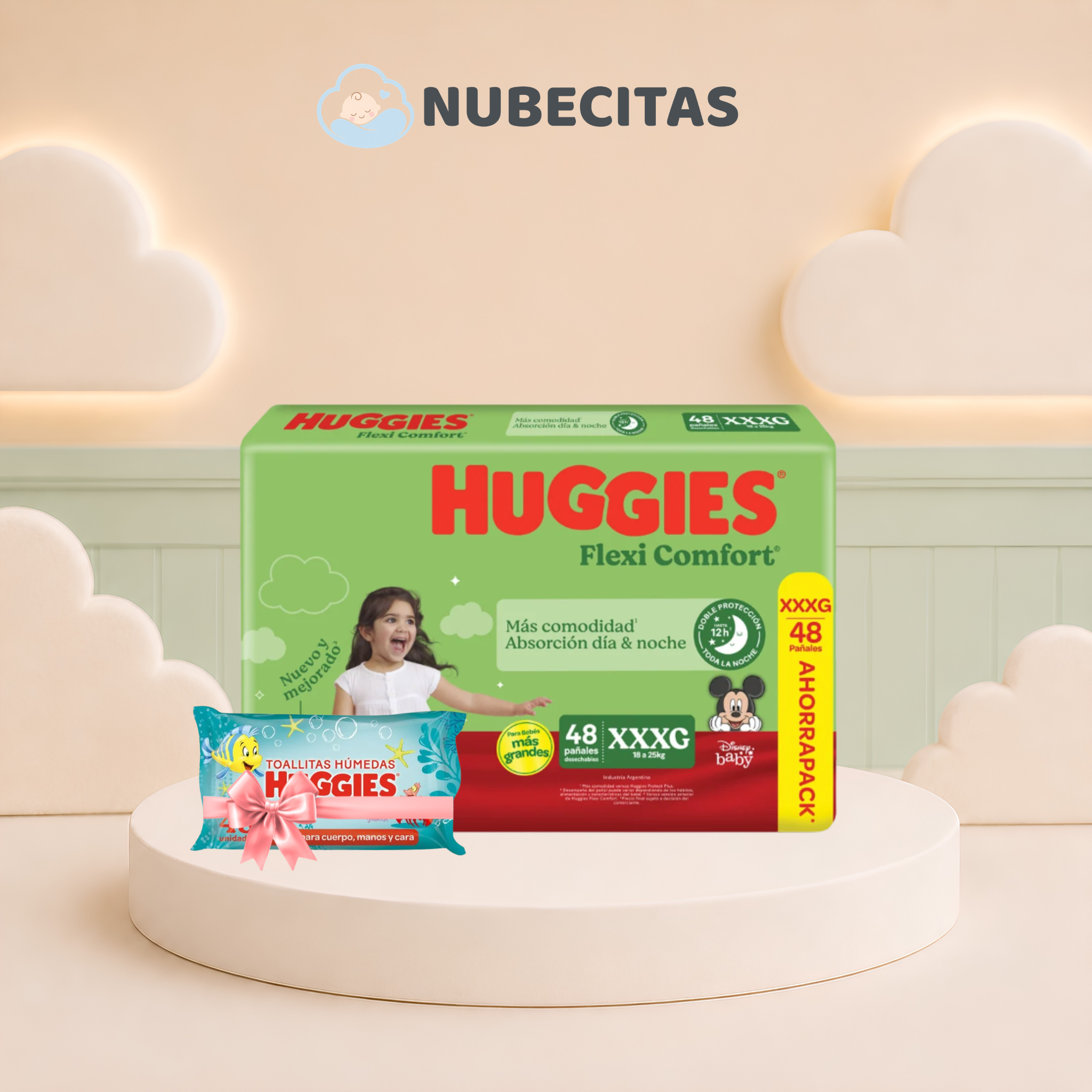 Pañales Huggies Flexi Comfort Pack Mediano + Toallita Regalo